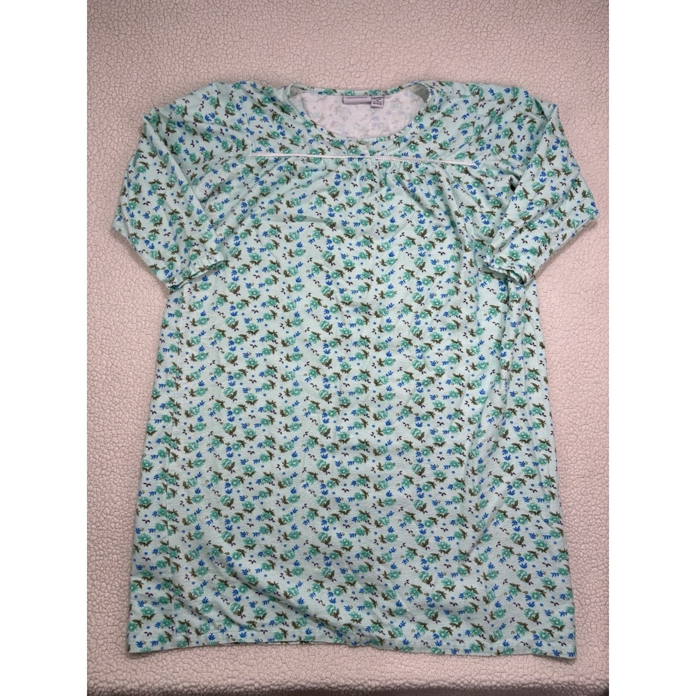 Country Store Floral Flannel Nightgown Plus Size 1X 100% Cotton Cottage Granny
